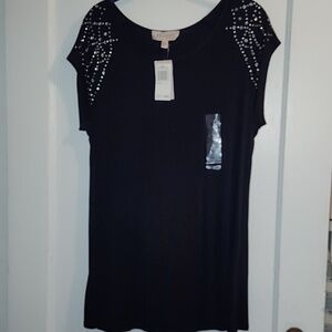 NEW with Tags Philosophy Navy Blue Studded Cap-Sleeve Tee Size Large